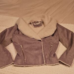 Kenneth Cole Grey And Cream Shepra Lined Jacket